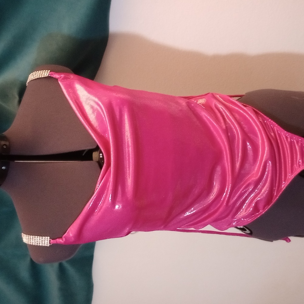 Tank cami shiny pink diamond strap